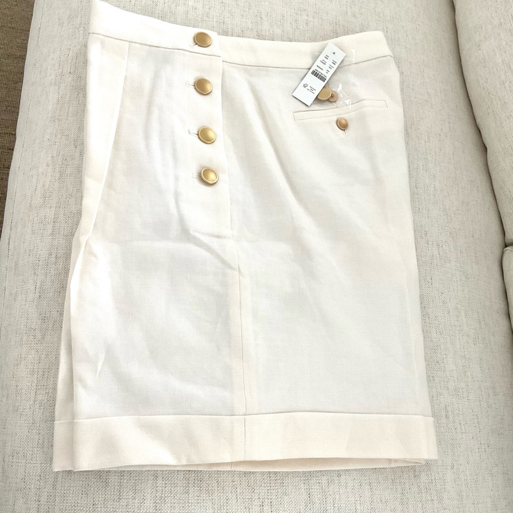 NWT J. Crew Cream Nautical Style Shorts with Gold Button Detail, Size 12